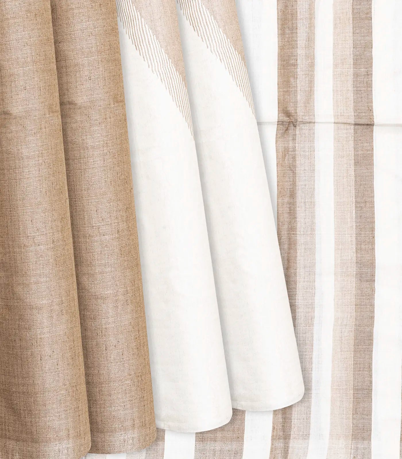 Taupe Handwoven Tussar Silk Saree With Abstract Motifs-Taupe