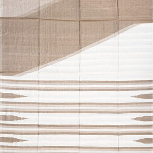 Taupe Handwoven Tussar Silk Saree With Abstract Motifs-Taupe