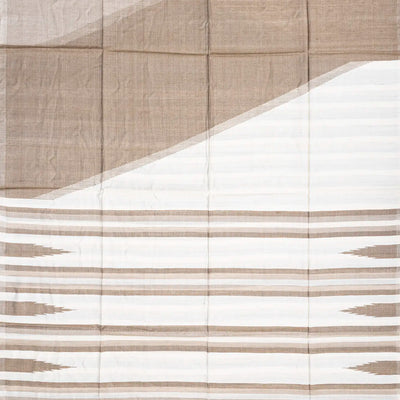 Taupe Handwoven Tussar Silk Saree With Abstract Motifs-Taupe