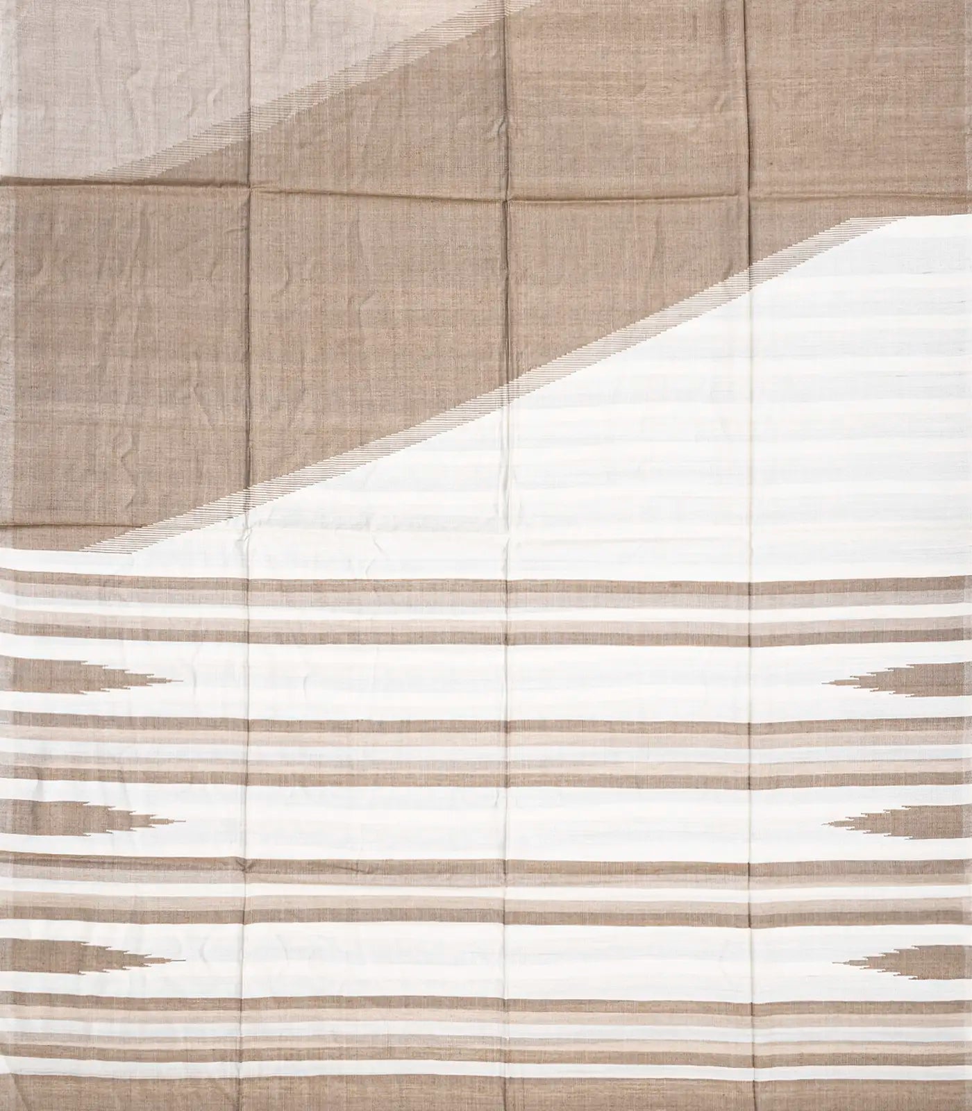 Taupe Handwoven Tussar Silk Saree With Abstract Motifs-Taupe
