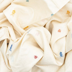 White Handwoven Tussar Silk Saree With Fish Motifs-White