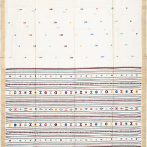 Cream Handwoven Tussar Silk Saree With Fish Motifs-Cream