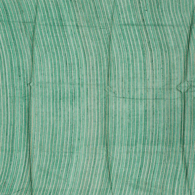 Sea Green Handloom Tussar Silk Saree With Printed Bird Motifs-Sea Green