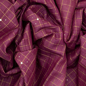 Purple Handloom Tussar Silk Saree With Printed Floral Vine Motifs-Purple