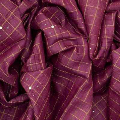 Purple Handloom Tussar Silk Saree With Printed Floral Vine Motifs-Purple