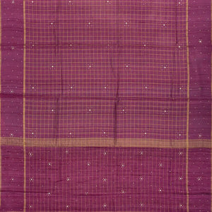 Purple Handloom Tussar Silk Saree With Printed Floral Vine Motifs-Purple