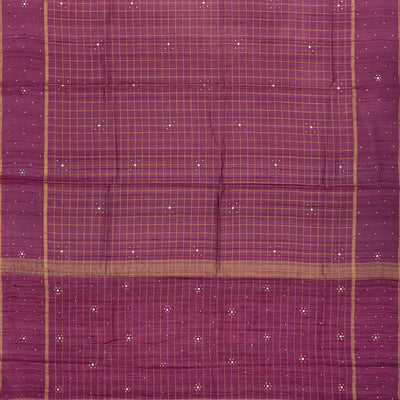 Purple Handloom Tussar Silk Saree With Printed Floral Vine Motifs-Purple