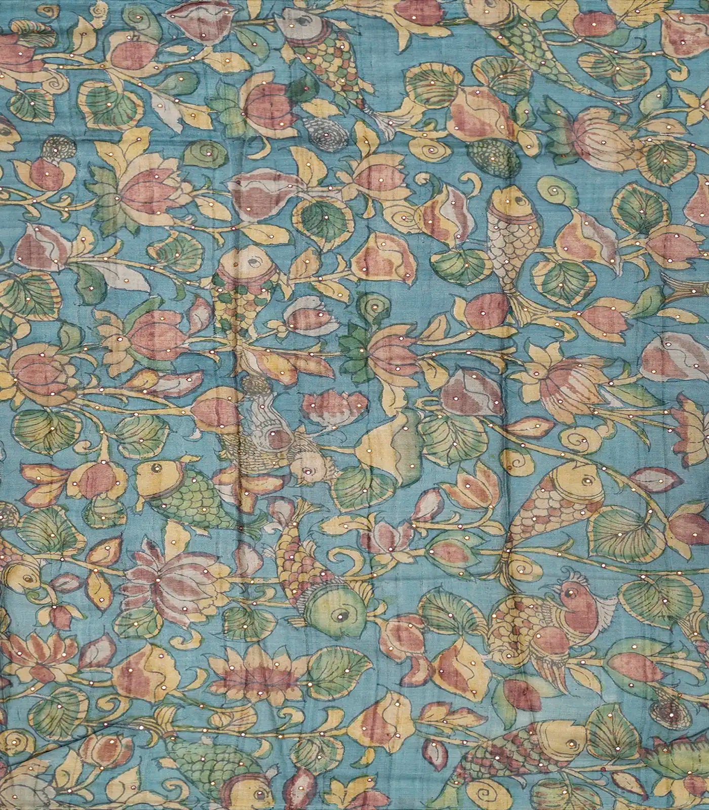 Purple Handloom Tussar Silk Saree With Printed Floral Vine Motifs-Purple