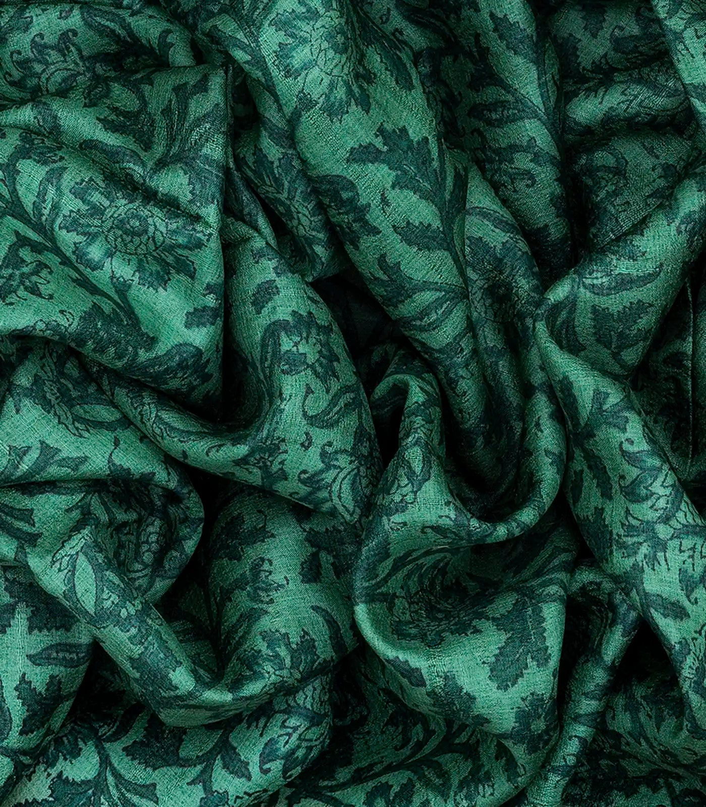 Sea Green Handloom Tussar Silk Saree With Printed Floral Motifs-Sea Green