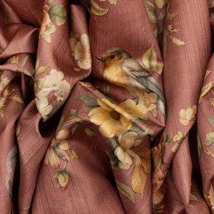 Dusty Pink Handloom Tussar Silk Saree With Printed Bird Motifs-Dusty Pink