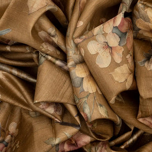 Beige Handloom Tussar Silk Saree With Printed Bird Motifs-Beige