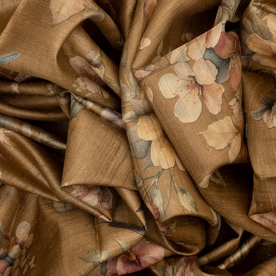 Beige Handloom Tussar Silk Saree With Printed Bird Motifs-Beige