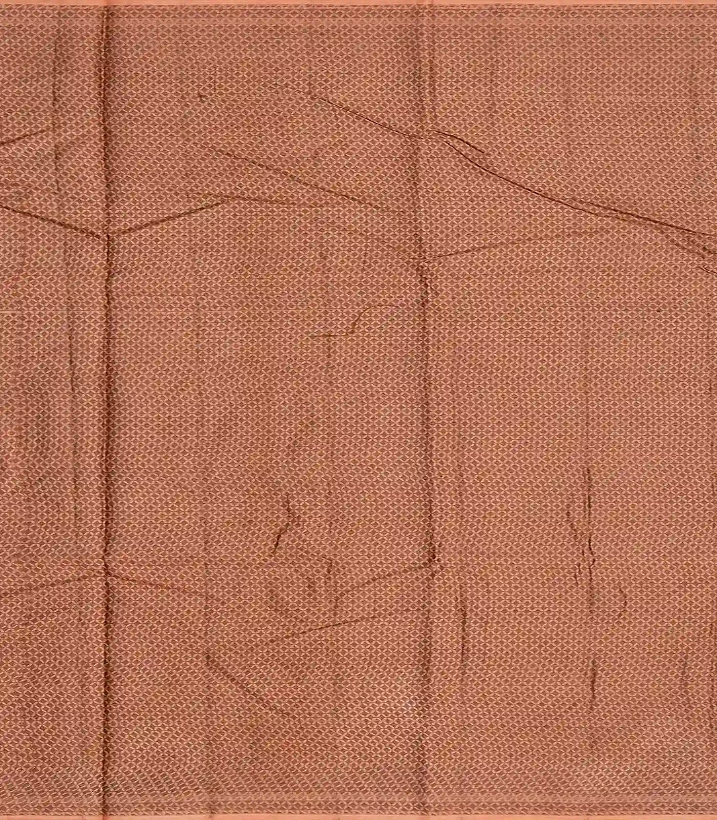 Peach Handwoven Tussar Silk Saree With Floral Motifs In Border-Peach