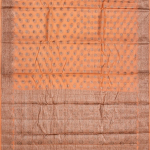 Orange Handwoven Tussar Silk Saree With Floral Butta Motifs-Orange