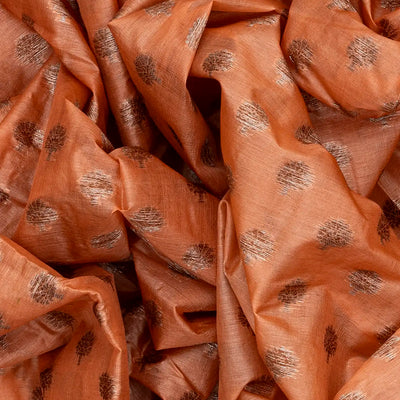 Orange Handwoven Tussar Silk Saree With Floral Butta Motifs-Orange