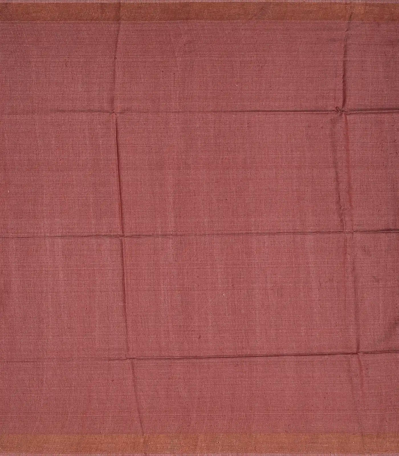 Brown Handloom Tussar Silk Saree With Printed Floral Motifs-Brown