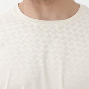 Rare Rabbit Articale Mens Tully Beige Cotton Polyester Fabric Short Sleeve Crew Neck Regular Fit Monogram Printed T-Shirt