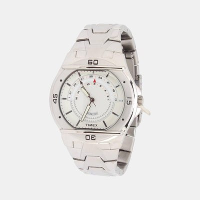 Fashion Men Quartz Silver Dial Analog Stainless Steel Watch TW000EL06