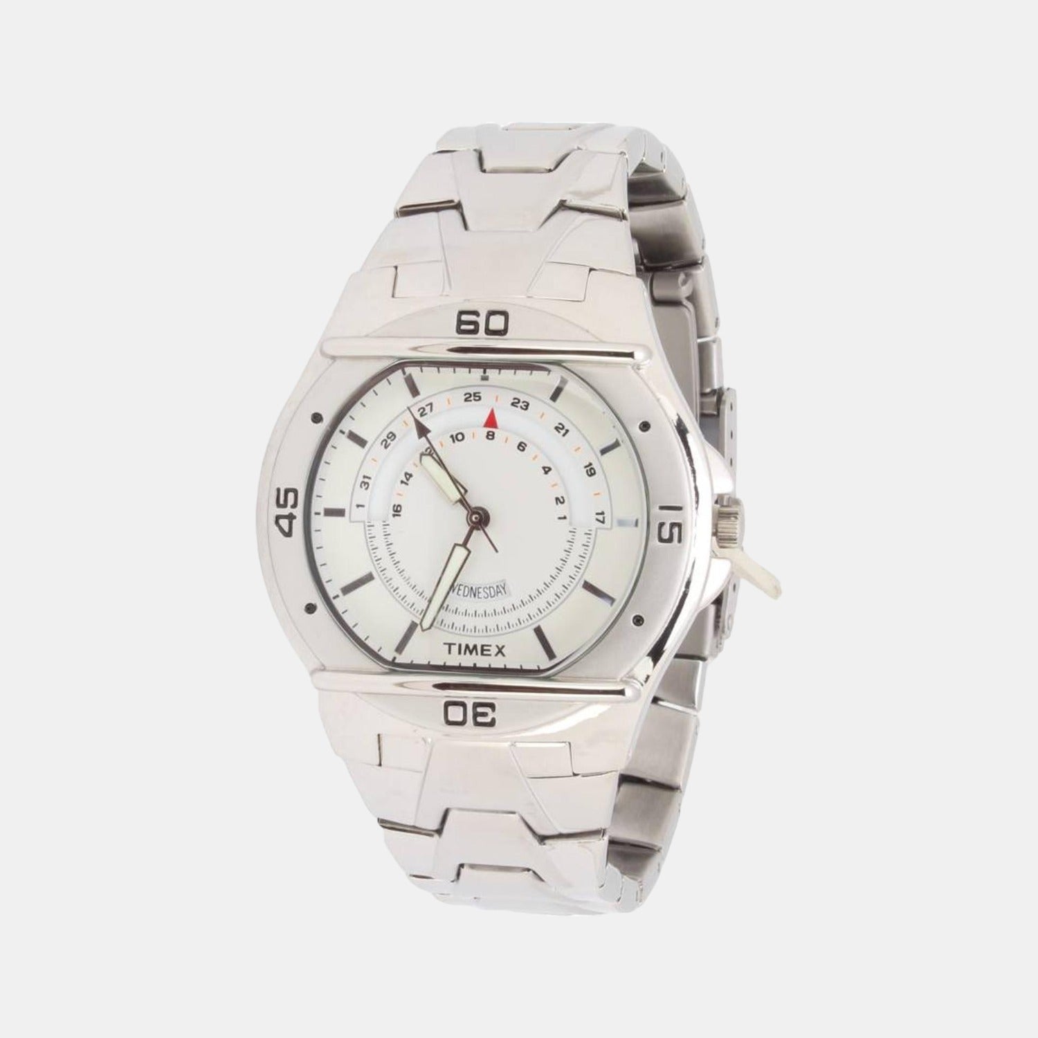 Fashion Men Quartz Silver Dial Analog Stainless Steel Watch TW000EL06