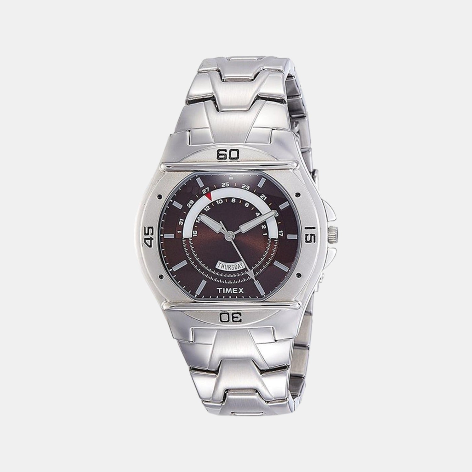 Fashion Men Quartz Brown Dial Analog Stainless Steel Watch TW000EL09
