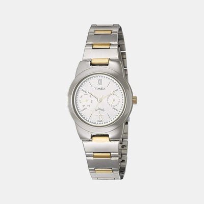 Fashion Women Quartz Silver Dial Analog Stainless Steel Watch TW000J108