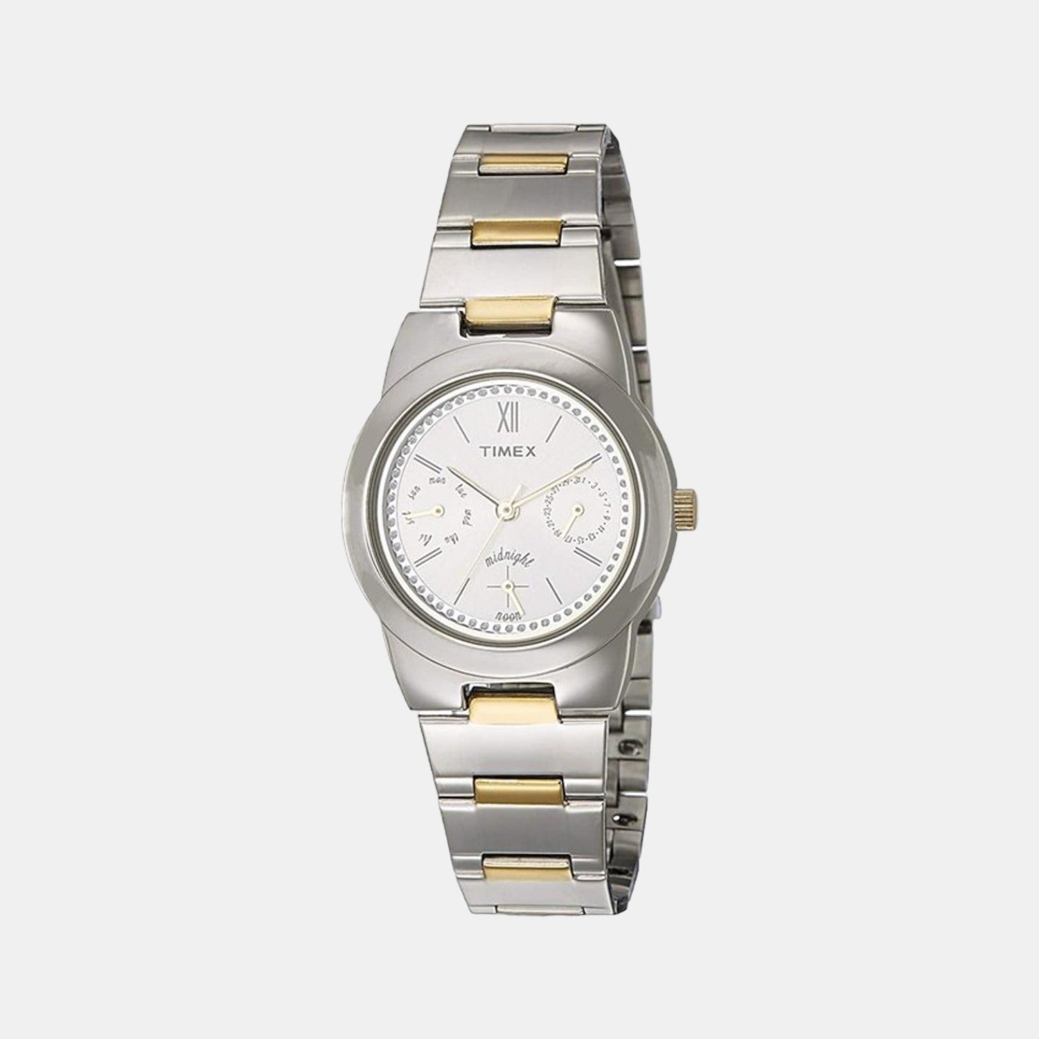 Fashion Women Quartz Silver Dial Analog Stainless Steel Watch TW000J108