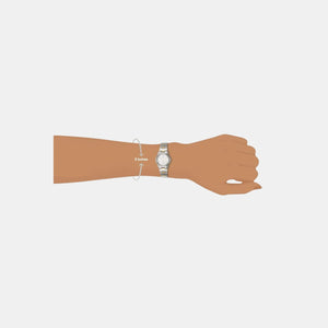 Fashion Women Quartz Silver Dial Analog Stainless Steel Watch TW000J108