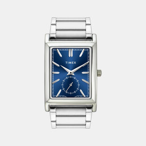 Fashion Men Quartz Blue Dial Analog Stainless Steel Watch TW000L523
