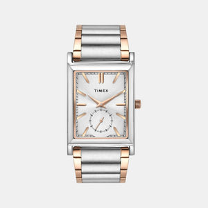 Fashion Men Quartz Silver Dial Analog Stainless Steel Watch TW000L525