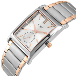 Fashion Men Quartz Silver Dial Analog Stainless Steel Watch TW000L525