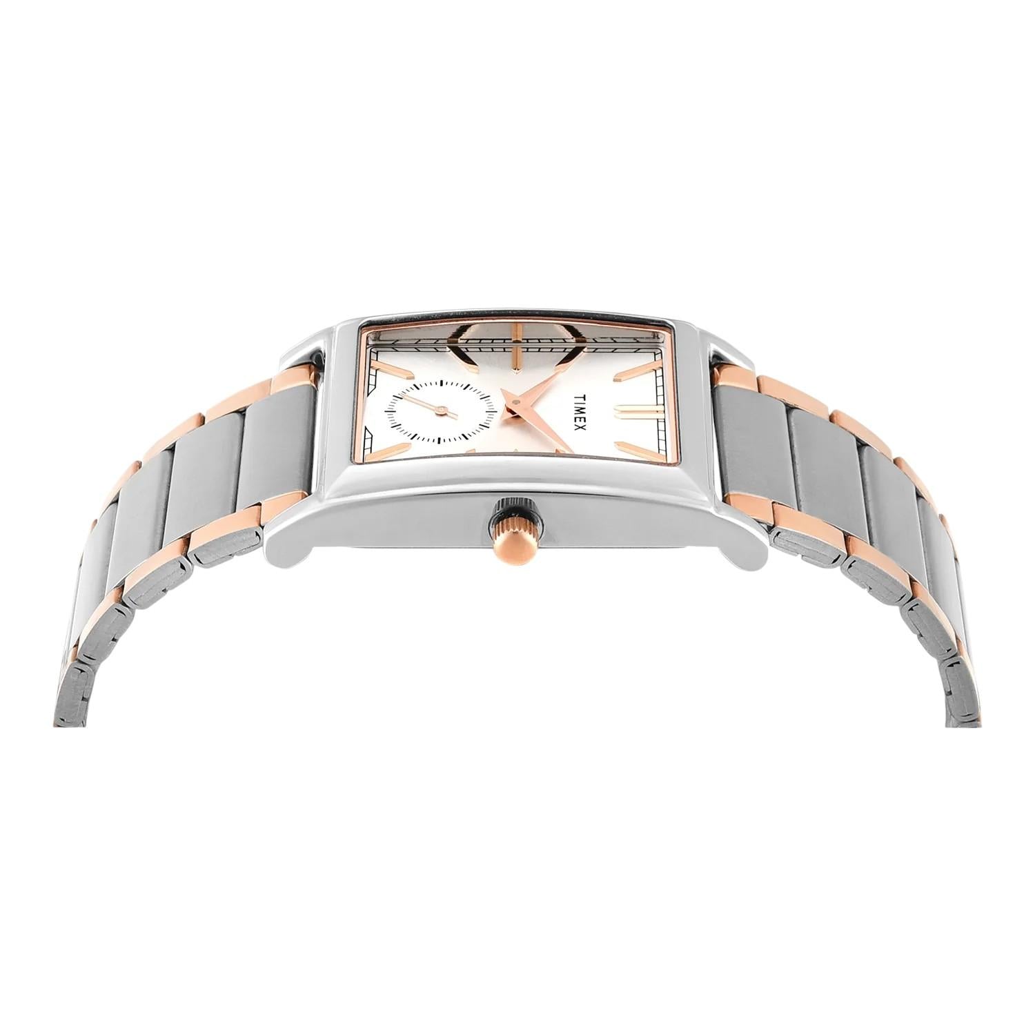 Fashion Men Quartz Silver Dial Analog Stainless Steel Watch TW000L525
