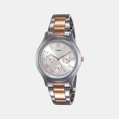 Fashion Women Quartz Silver Dial Multi-Function Brass Watch TW000Q807