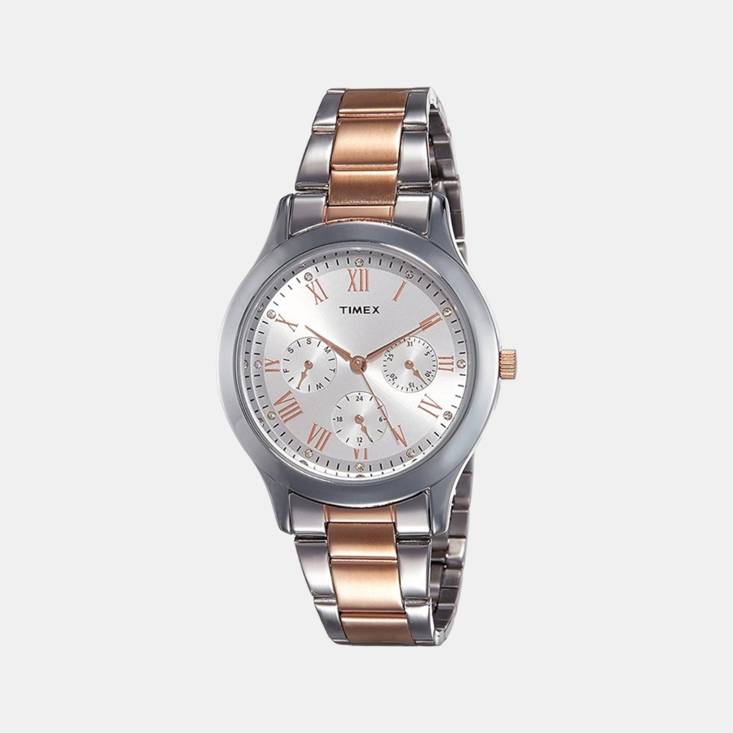 Fashion Women Quartz Silver Dial Multi-Function Brass Watch TW000Q807
