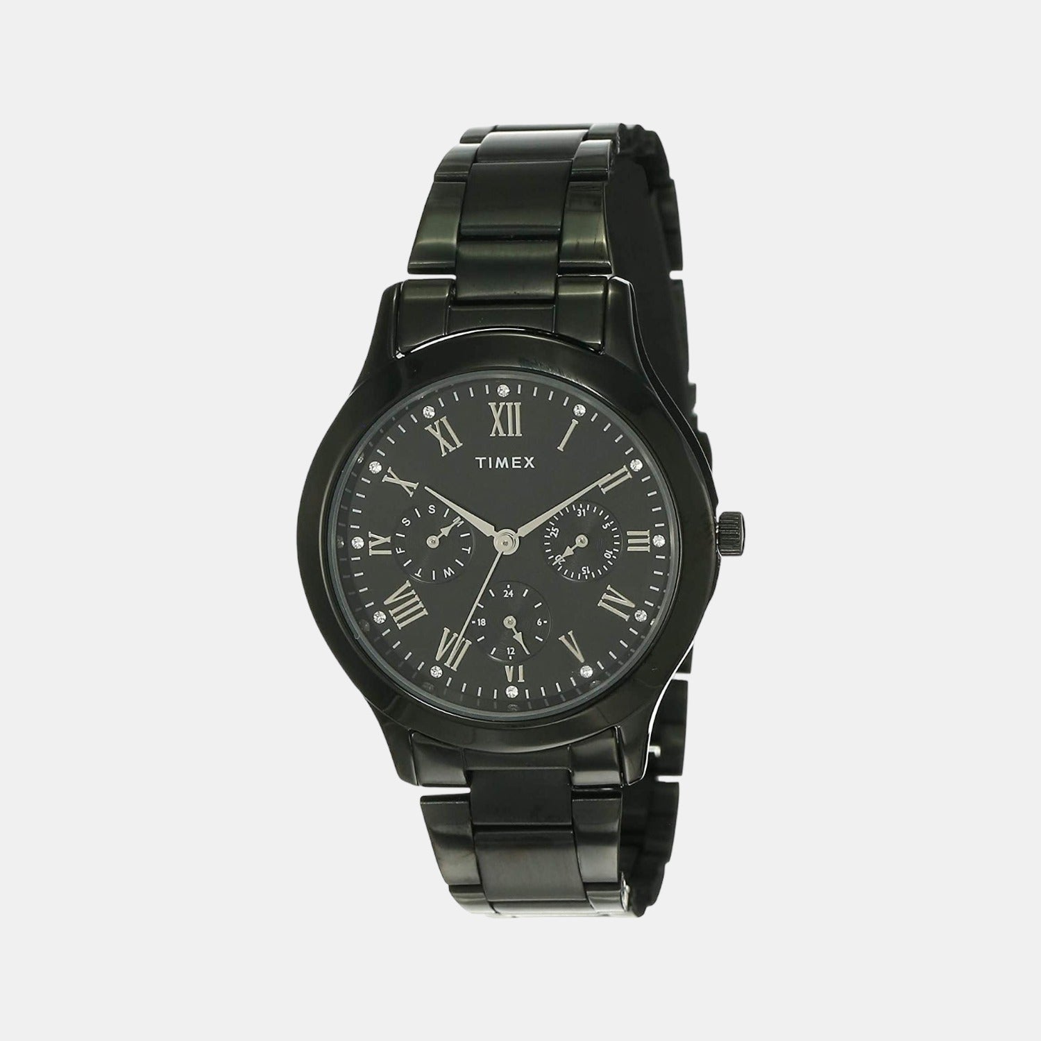 Fashion Women Quartz Black Dial Chronograph Stainless Steel Watch TW000Q809