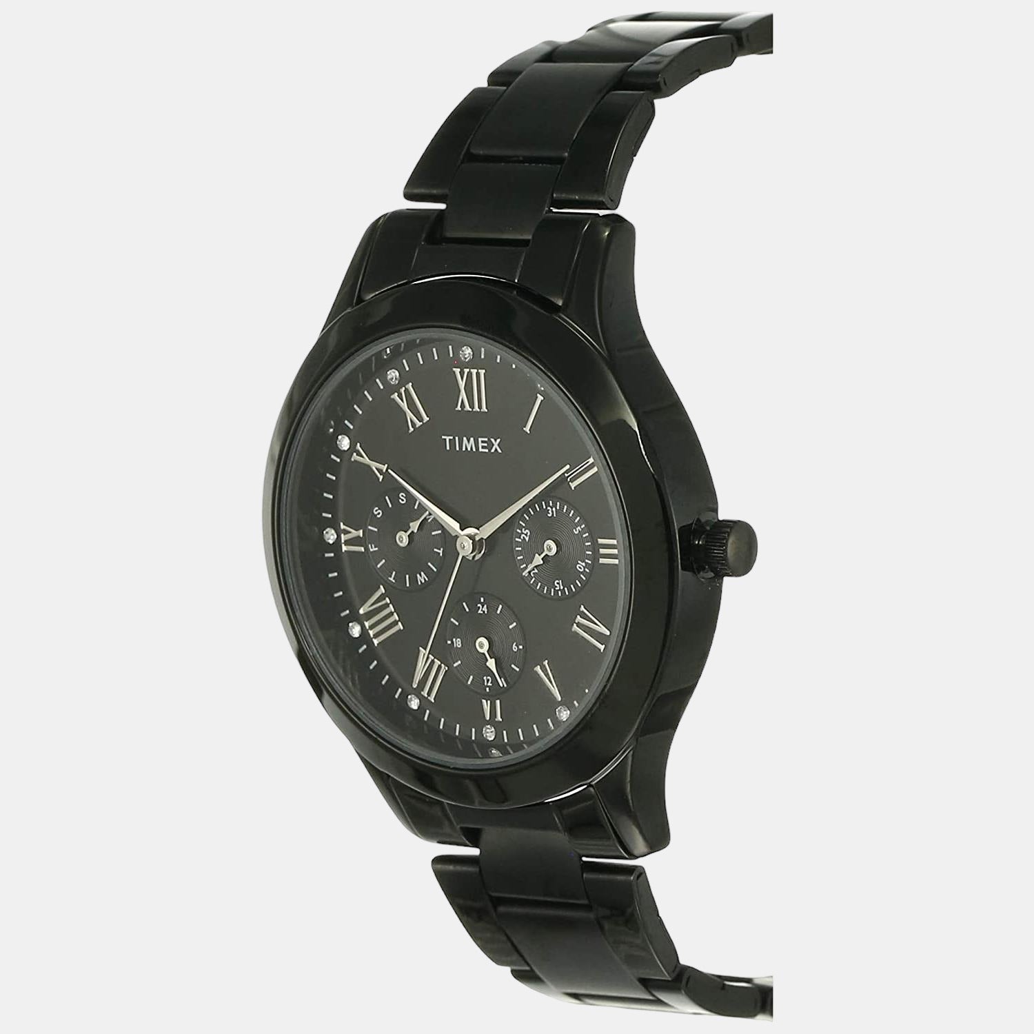 Fashion Women Quartz Black Dial Chronograph Stainless Steel Watch TW000Q809