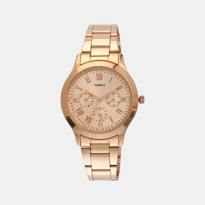 Fashion Women Quartz Rose Gold Dial Chronograph Stainless Steel Watch TW000Q810