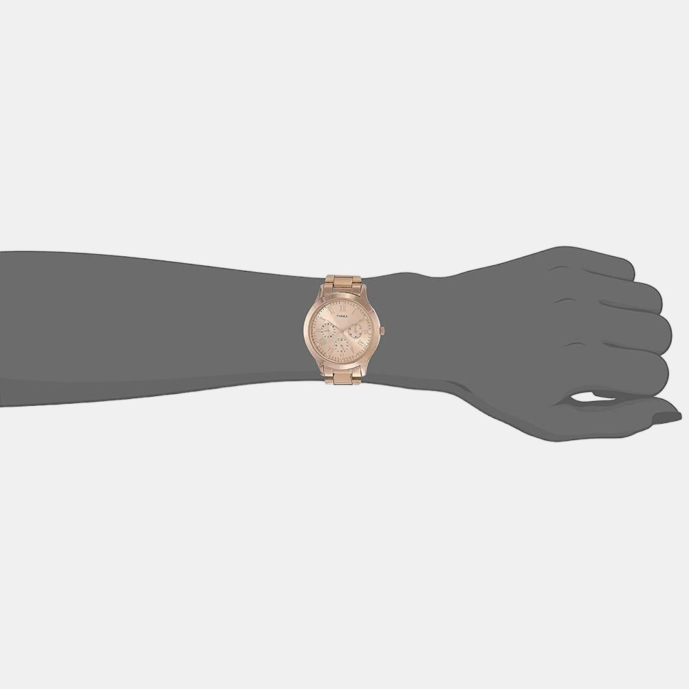 Fashion Women Quartz Rose Gold Dial Chronograph Stainless Steel Watch TW000Q810