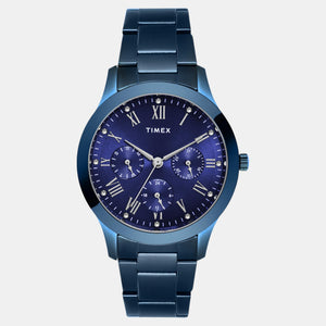 Fashion Women Quartz Blue Dial Multi-Function Stainless Steel Watch TW000Q819