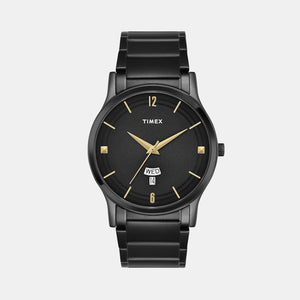 Fashion Men Quartz Black Dial Analog Stainless Steel Watch TW000R459