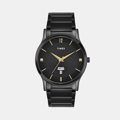 Fashion Men Quartz Black Dial Analog Stainless Steel Watch TW000R459