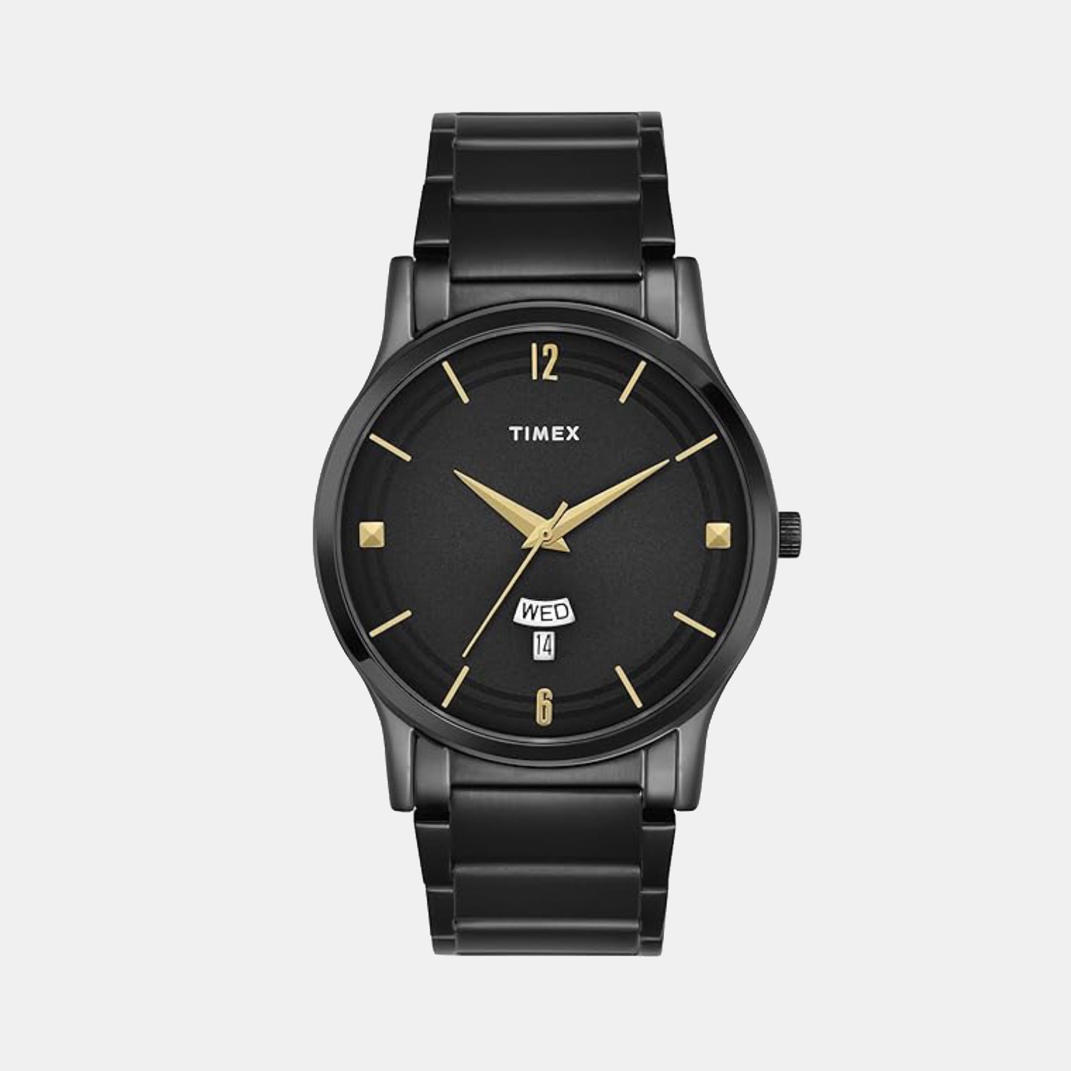 Fashion Men Quartz Black Dial Analog Stainless Steel Watch TW000R459