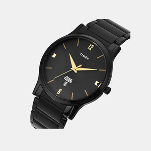 Fashion Men Quartz Black Dial Analog Stainless Steel Watch TW000R459