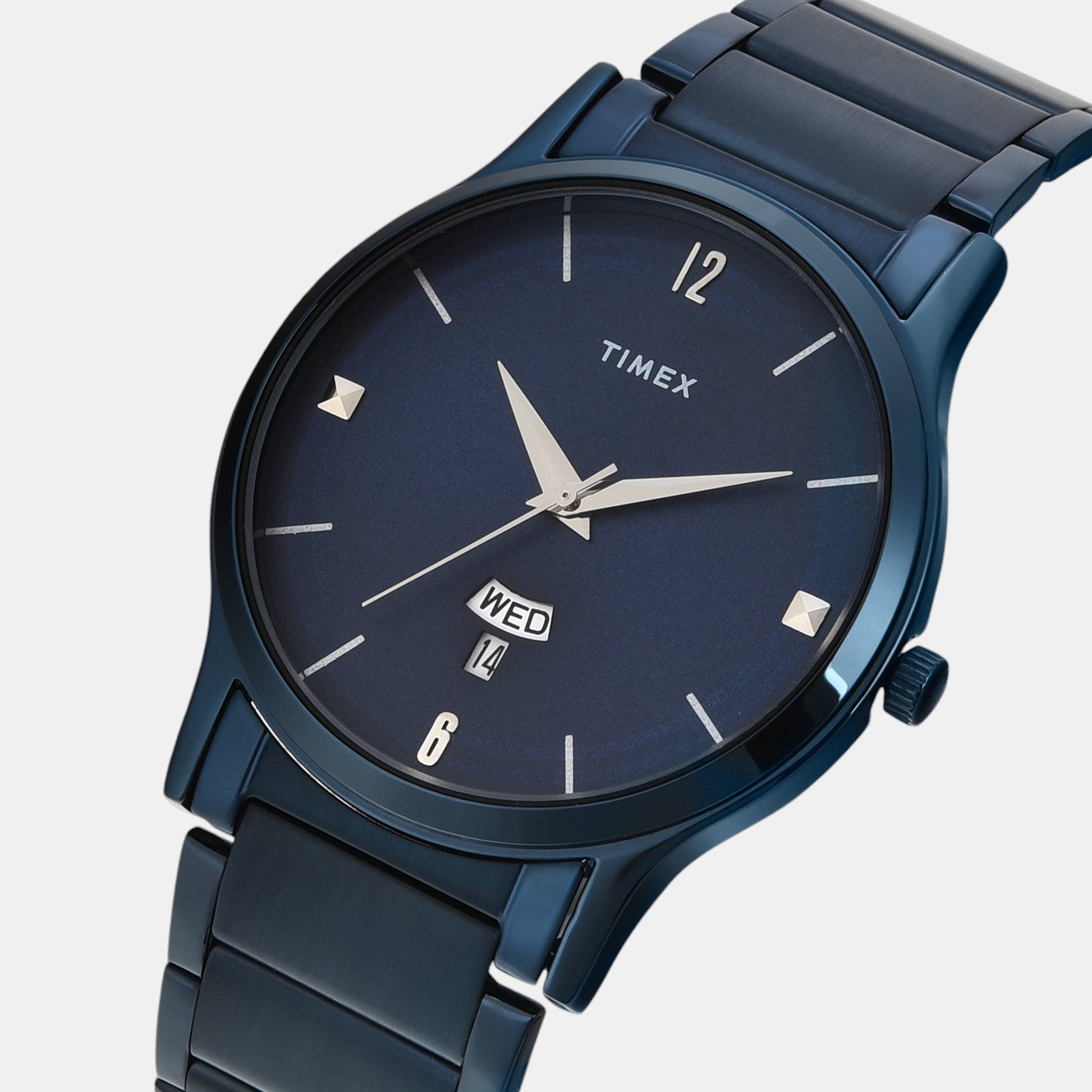 Fashion Men Quartz Blue Dial Analog Stainless Steel Watch TW000R460