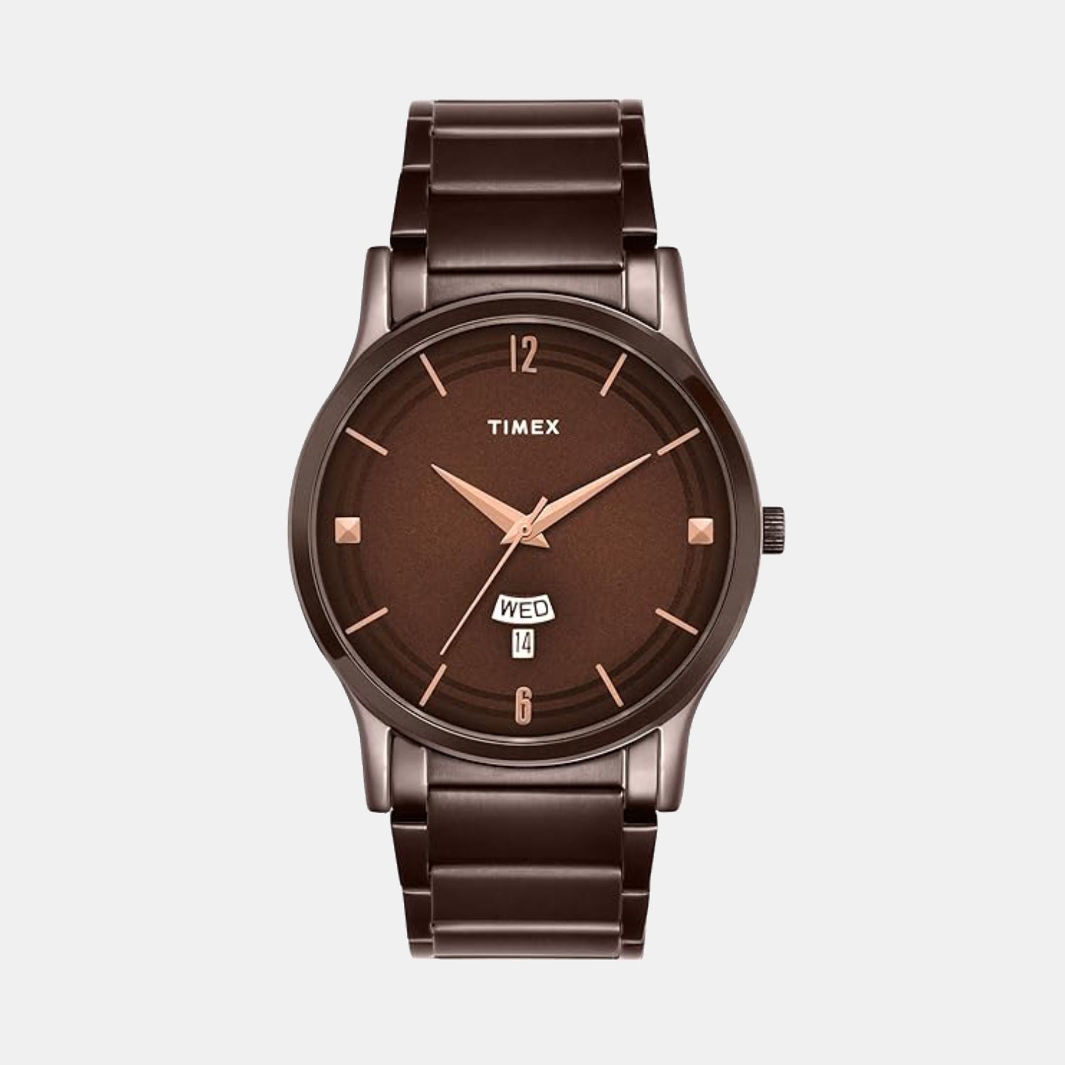 Fashion Men Quartz Brown Dial Analog Stainless Steel Watch TW000R461