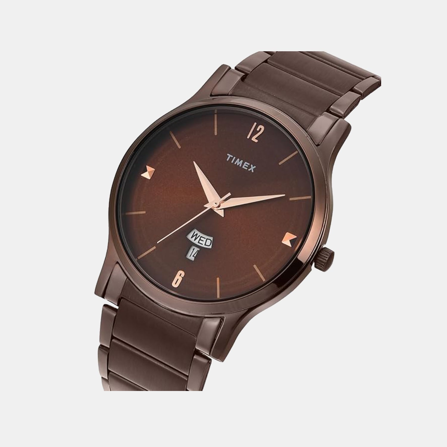 Fashion Men Quartz Brown Dial Analog Stainless Steel Watch TW000R461
