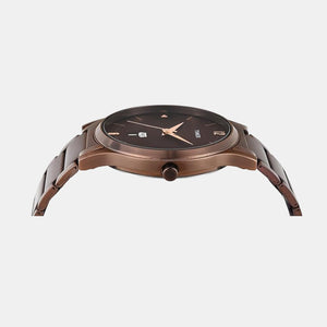 Fashion Men Quartz Brown Dial Analog Stainless Steel Watch TW000R461