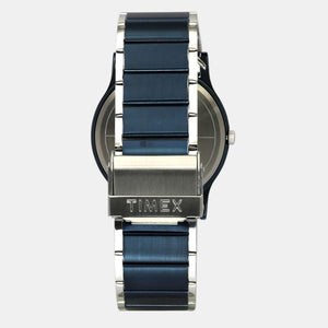 Fashion Men Quartz Blue Dial Analog Stainless Steel Watch TW000R466