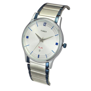 Fashion Men Quartz Silver Dial Analog Stainless Steel Watch TW000R467