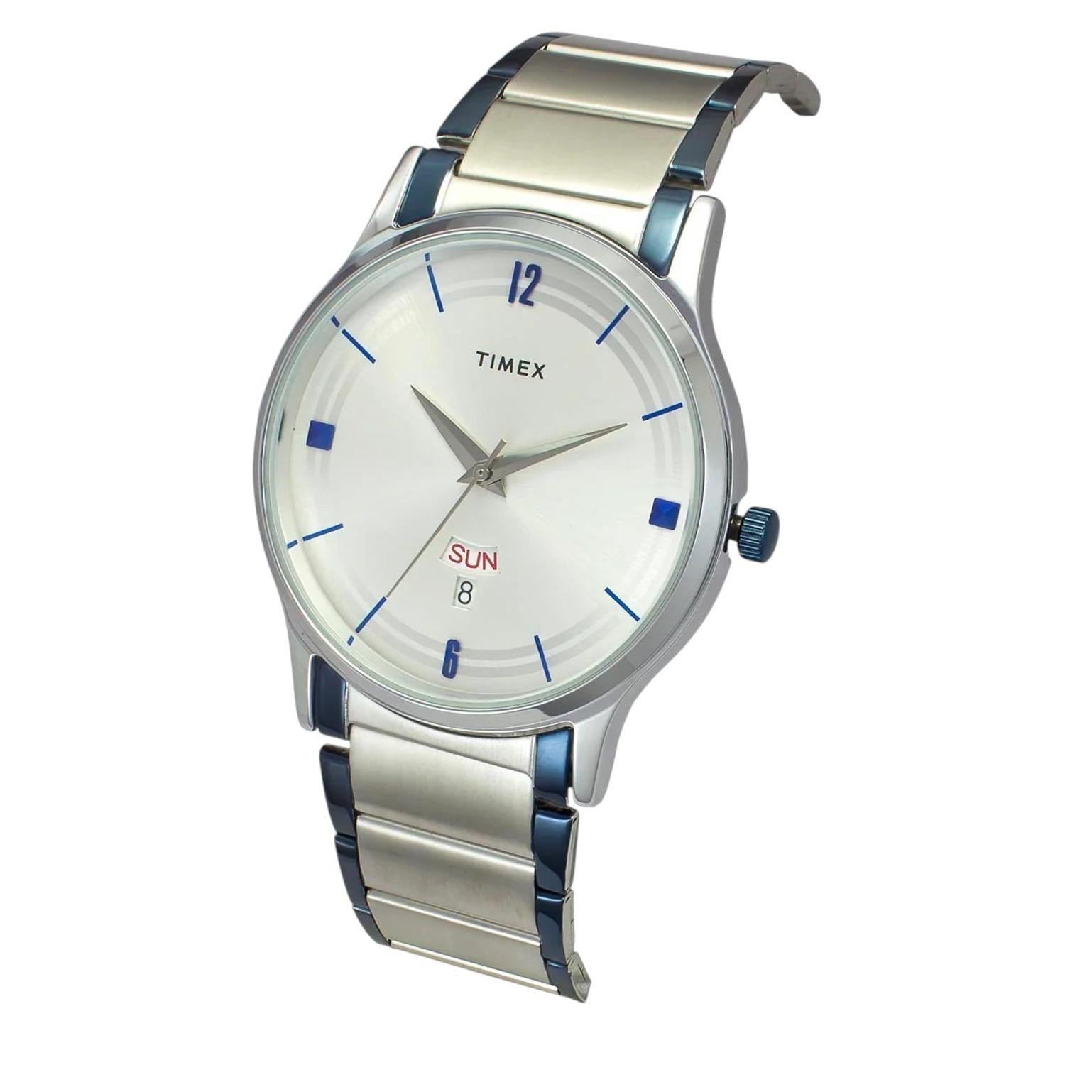 Fashion Men Quartz Silver Dial Analog Stainless Steel Watch TW000R467