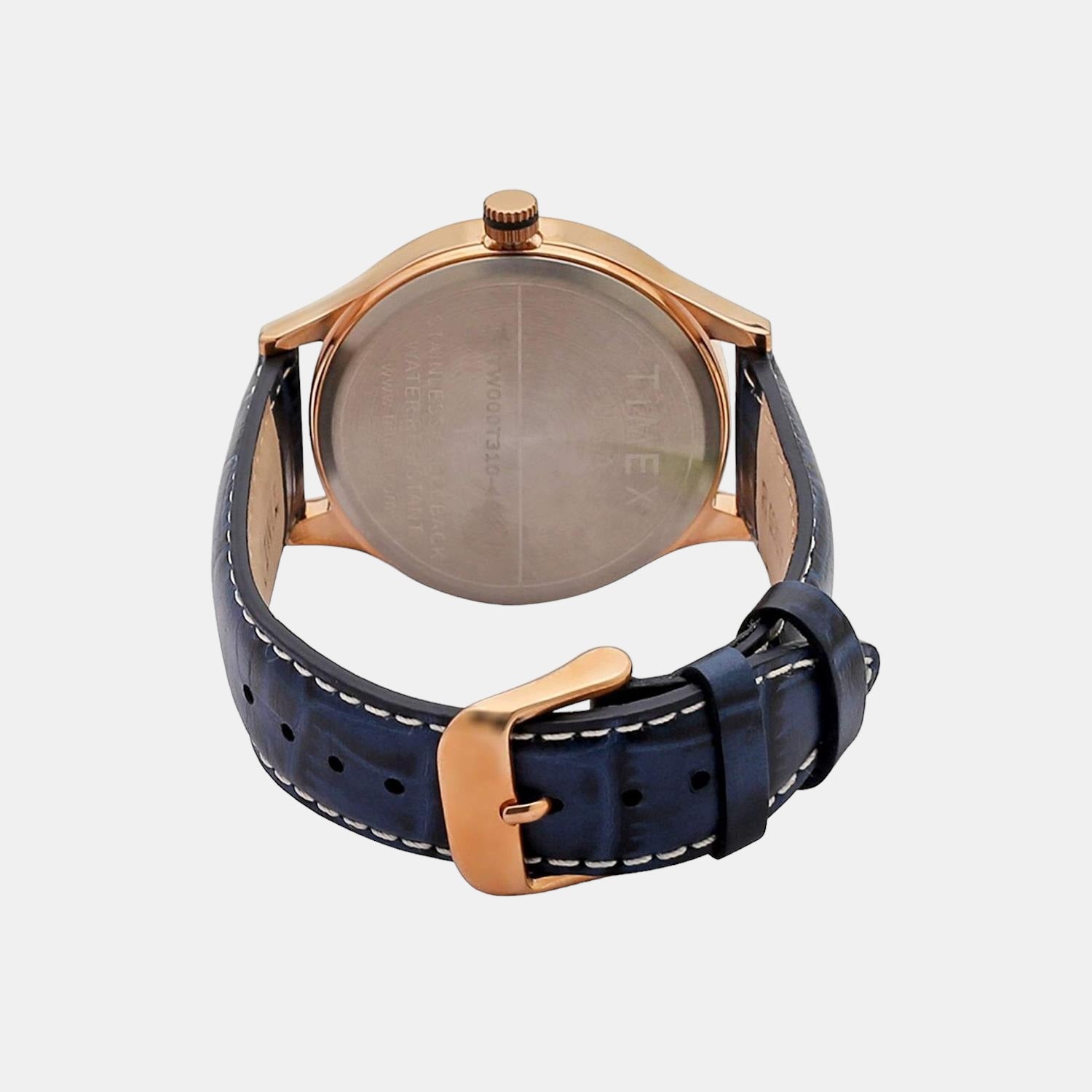 Fashion Men Quartz Blue Dial Chronograph Leather Watch TW000T310